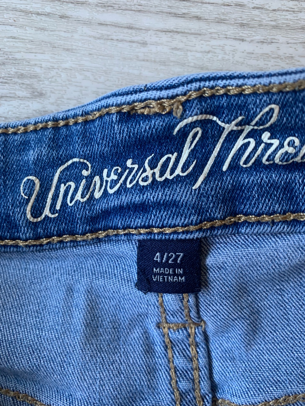 Universal Thread high rise midi Rolled Hem Denim Shorts- light/medium blue wash - Picture 6 of 9